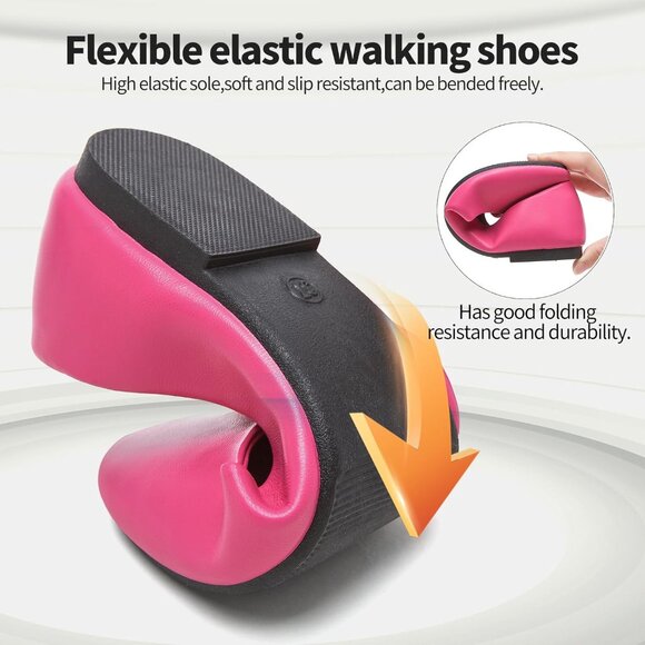 Women's Rose Red PU Leather Closed Toe Slip on Comfortable Ballet Flats Shoes - Picture 3 of 9